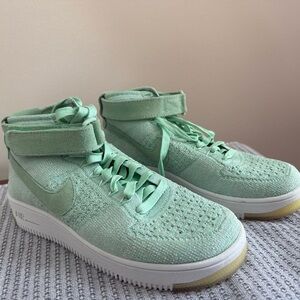 Nike Mint Green Flyknit High Top Sneakers